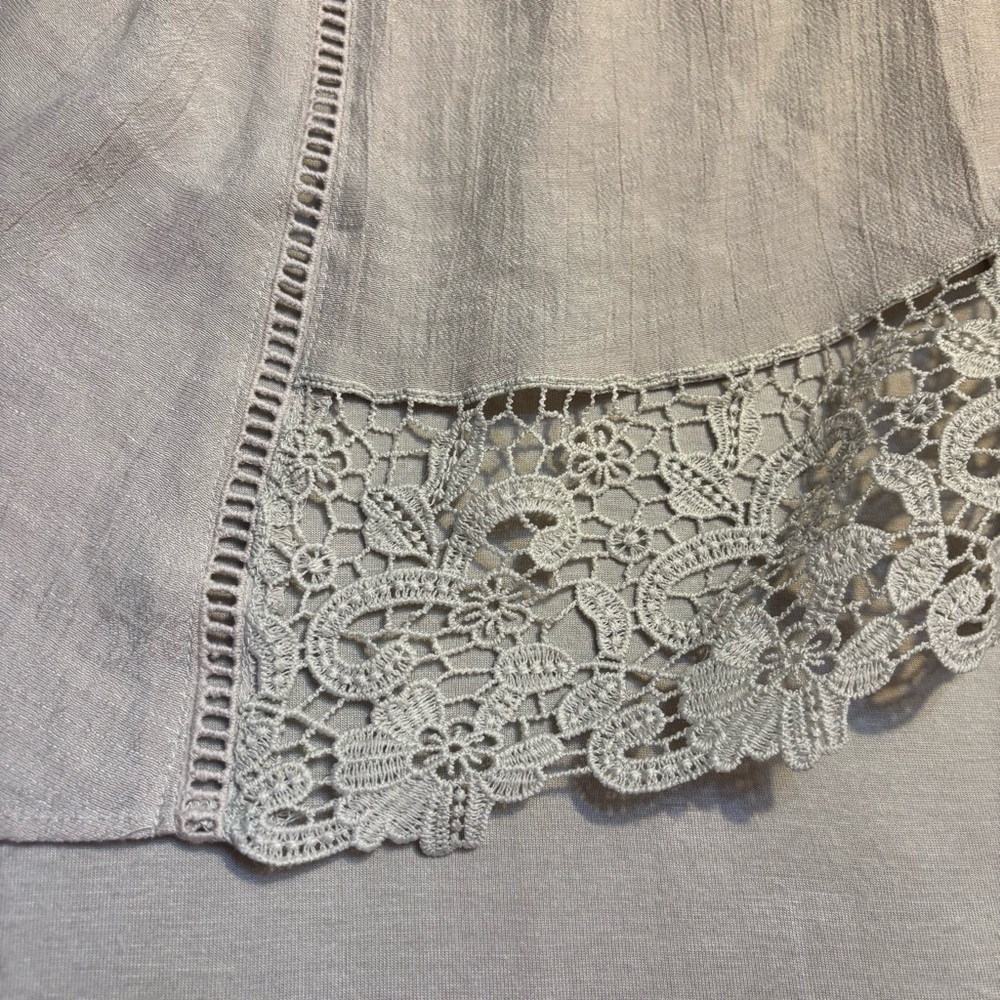 Sale! I.N. Studio Tunic Top L Light Beige Cream layered Tank Lace Eyelets Blouse - Picture 10 of 14